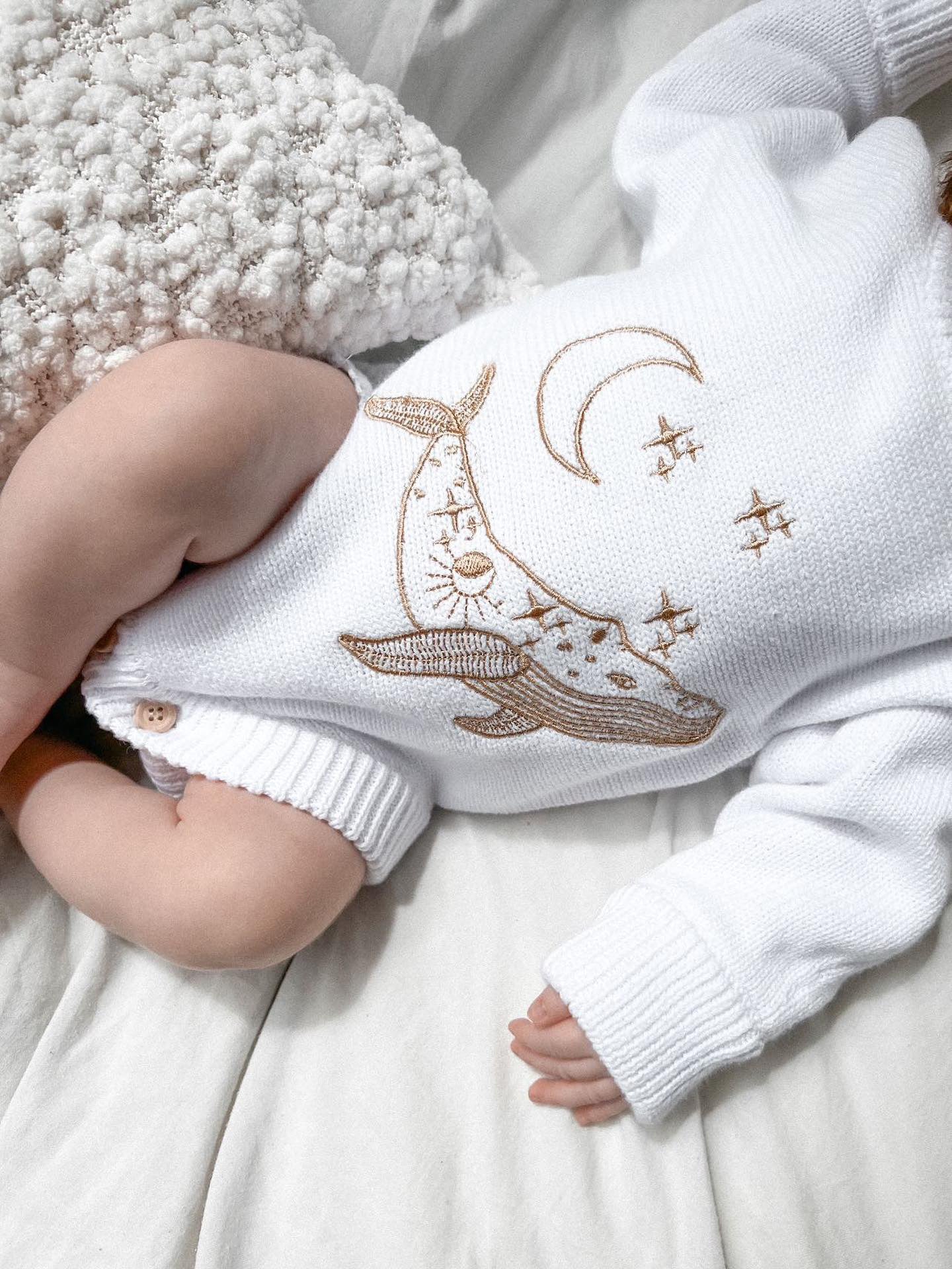 Cove Romper | Coconut with Champagne Embroidery