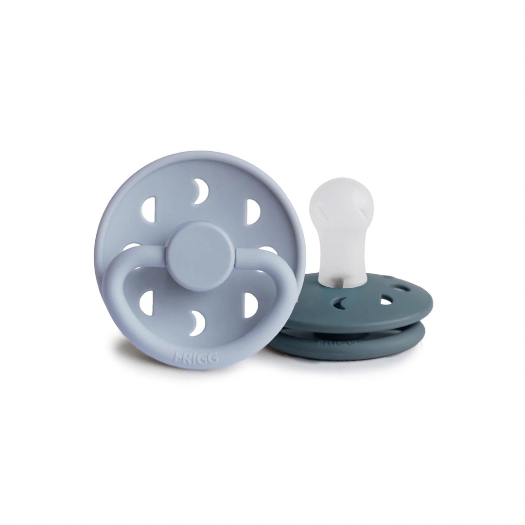 Moon Pacifier 2 Pack | Silicone | Powder Blue + Slate