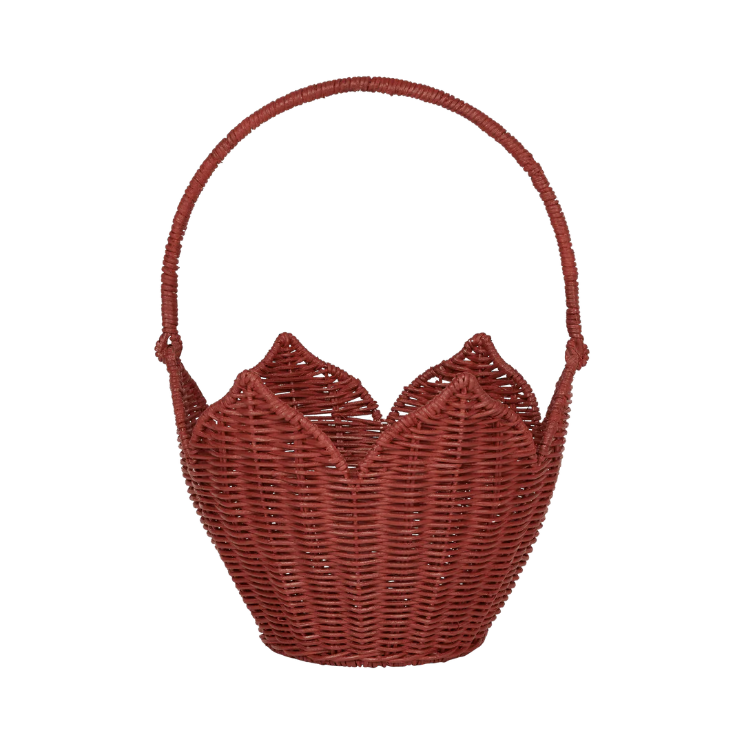 Rattan Poinsettia Carry Basket | Red | Olli Ella