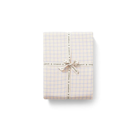 Sky Blue Gingham Muslin Single Fitted Sheet | 90x200 | Garbo & Friends