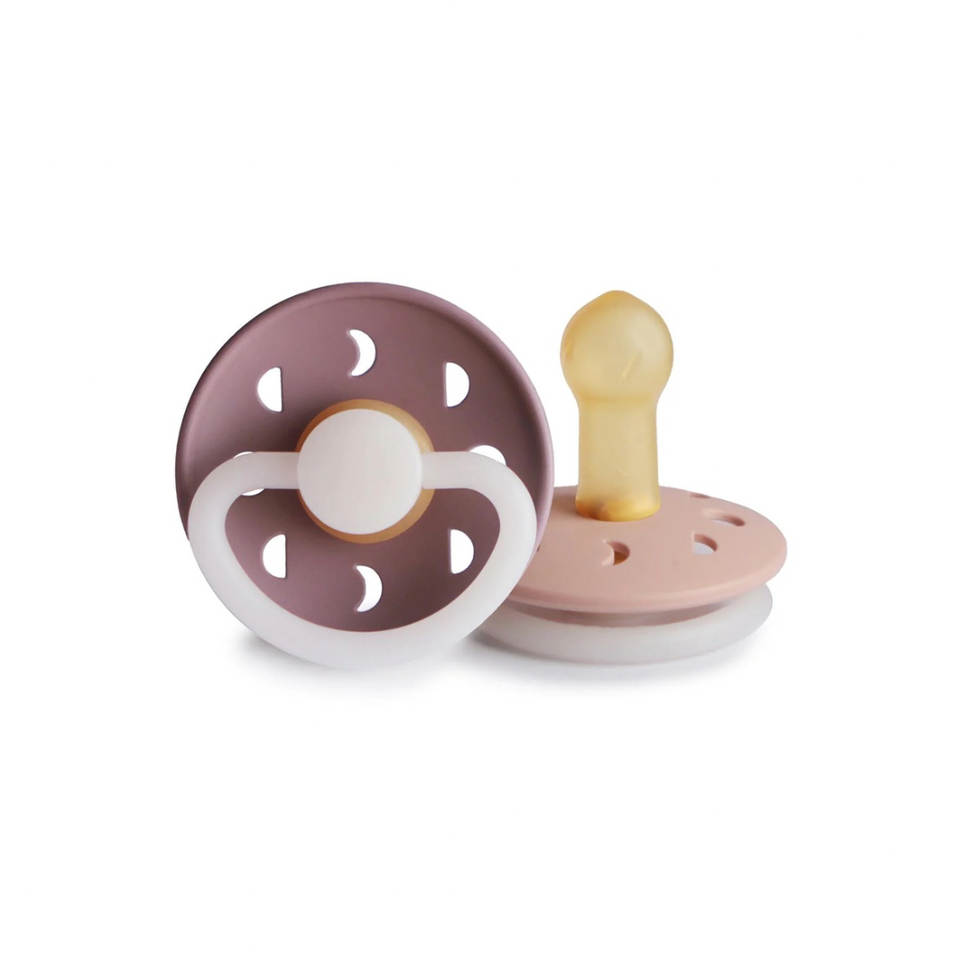 Night Moon Pacifier 2 Pack | Latex | Twilght Mauve + Blush