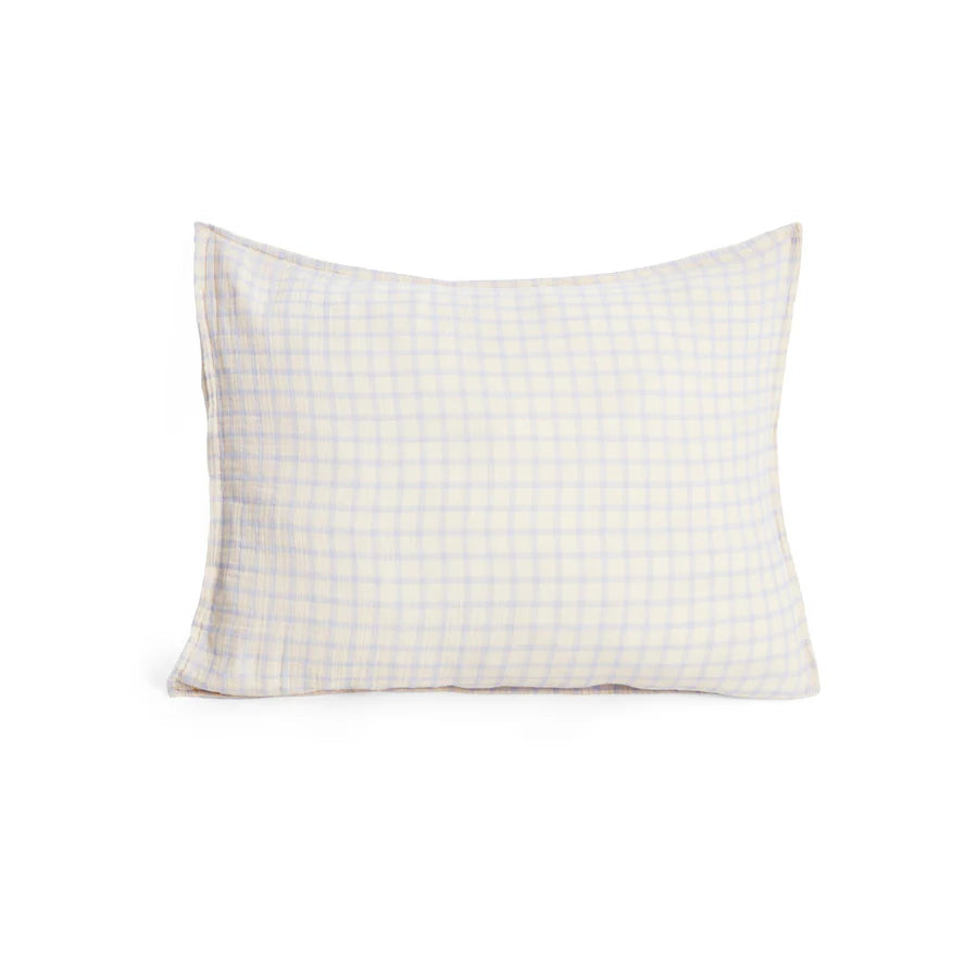 Sky Blue Gingham Muslin Pillowcase | 50x70 | Garbo & Friends